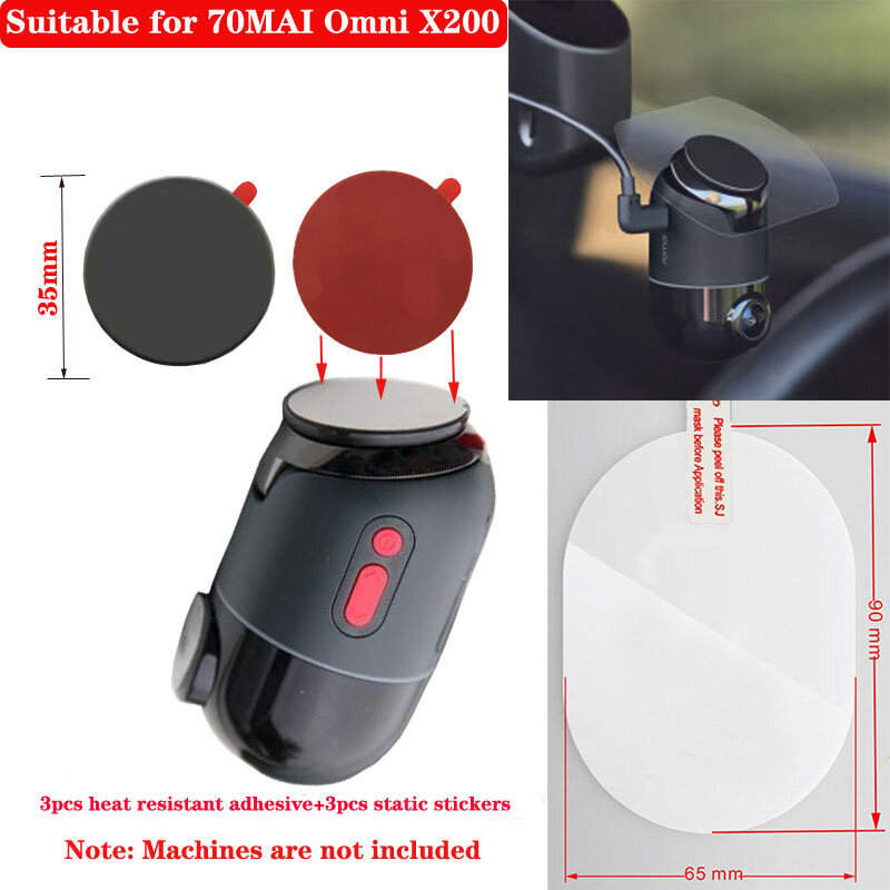 70mai Omni X200 대시 캠 스마트 필름 및 정적 스티커, 자동차 DVR 내열성 접착제, 3 개