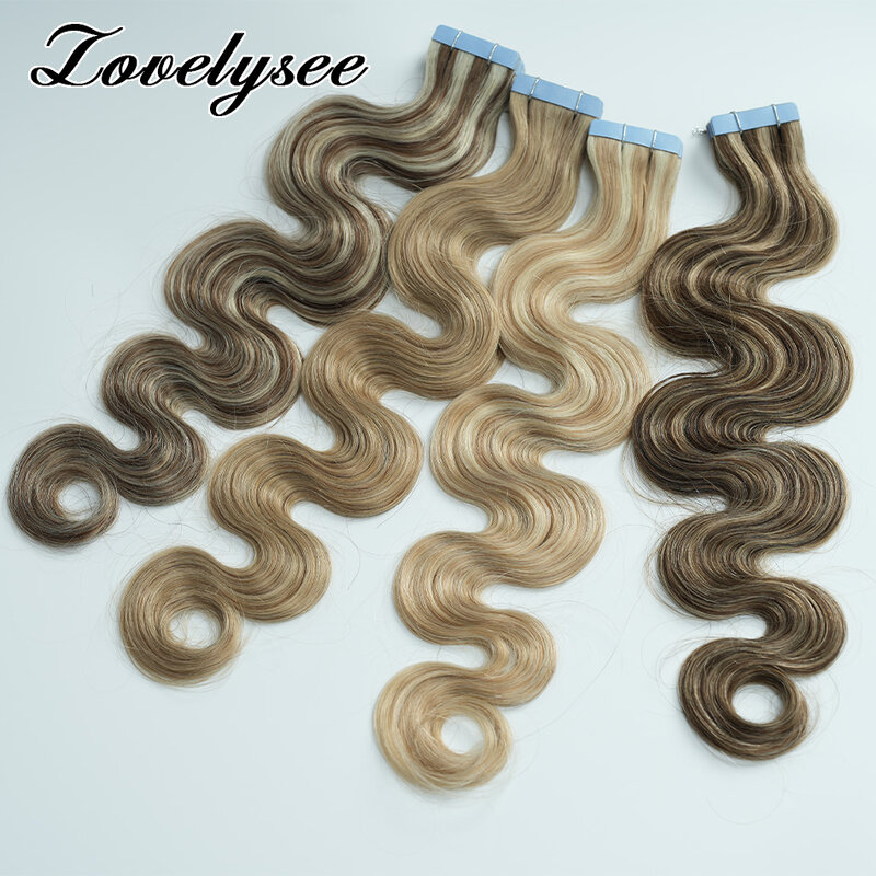 2.5g/pcs Tape In Human Hair Extensions Body Wave Nature Color Ombre Hair Brazilian Remy Human Hair For Woman Tape Ins 12"-26"