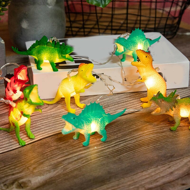 Luzes LED Dinosaur String para o Natal, Decoração de Natal, Luzes a pilhas, Sala de estar, Quarto, Fontes do partido, Ano Novo, Presente DIY