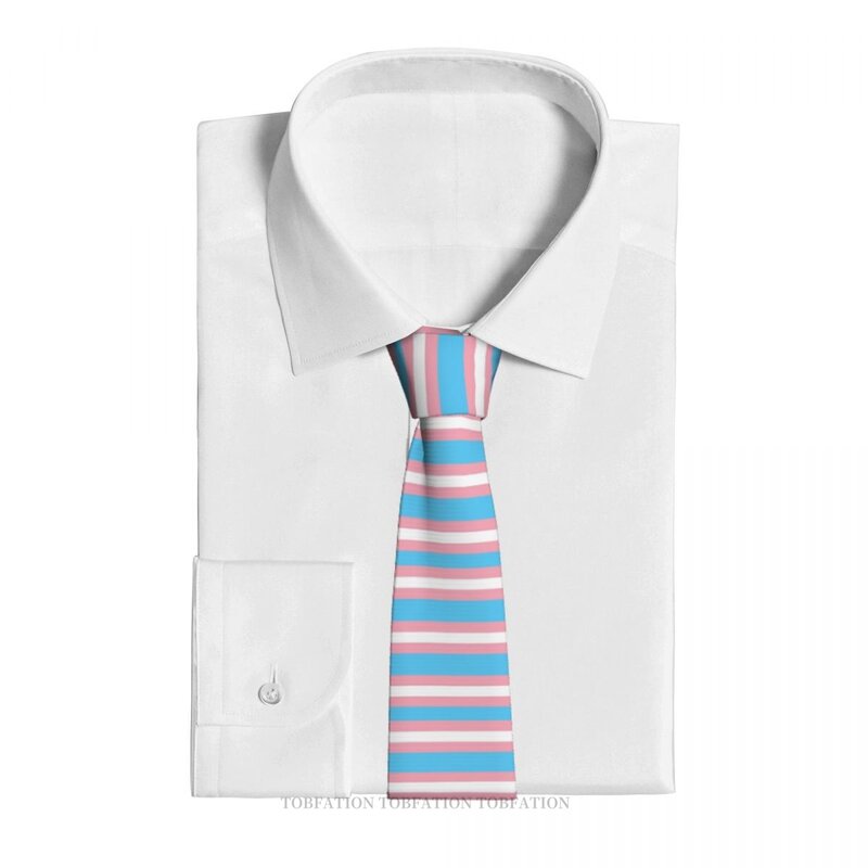 Transgender Pride Flag Classic Men's Printed Polyester 8cm Width Necktie Cosplay Party Accessory