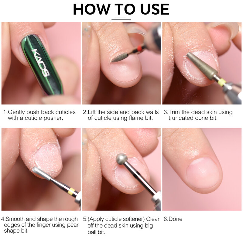 Nail Drill Bits Electric Manicure Milling Cutter Drill Bit for Nails Diamond Cuticle Cutter Flame Bit Nail Drill Clean Bits Burr