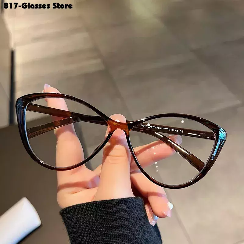 Occhiali miopia trasparenti Cat Eye occhiali da vista ad alta definizione da donna New Fashion Vintage Large Eyewear Frame