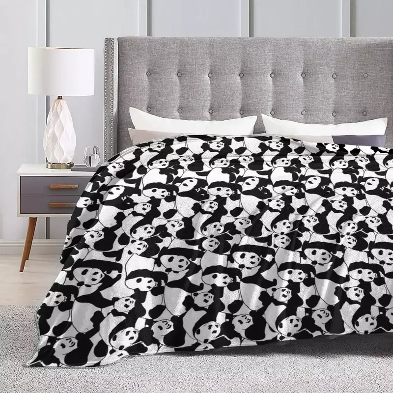 Panda Pattern Blanket Soft Warm Flannel Throw Blanket Bedspread for Bed Living room Picnic Travel Home Sofa
