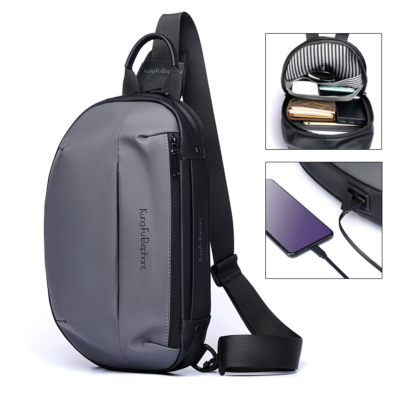 Bange-Bolso de hombro multifunción para hombre, bolsa de pecho de gran capacidad, informal, impermeable, de mensajero, USB, mochila de viaje