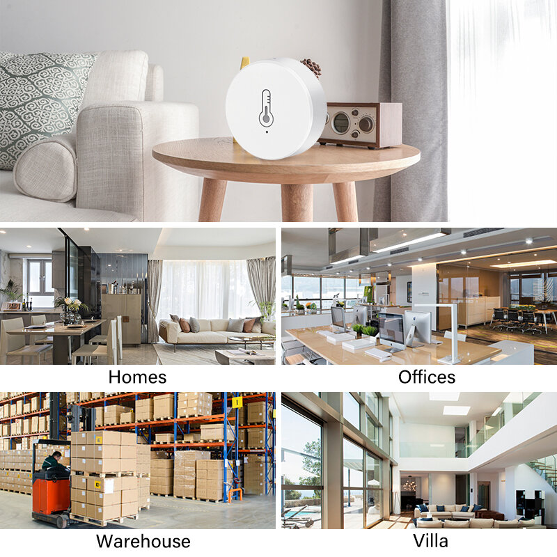 ZigBee Tuya Sensor suhu dan kelembaban, bertenaga baterai ZigBee rumah pintar berfungsi otomatis dengan Alexa Google Home