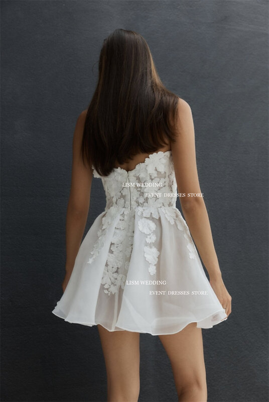 LISM-Mini robe de mariée trapèze en dentelle pour femme, robe de soirée sexy, fleurs, chérie, fibrpatients, quoi que ce soit