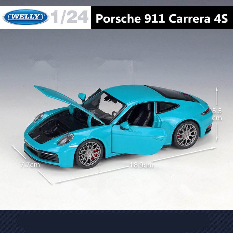 Welly-Porsche 911 Carrera 4S Coupe Alloy Sports Car Model, Diecast Metal, Veículos de brinquedo, Modelo de carro, Simulação, Presentes infantis, 1:24