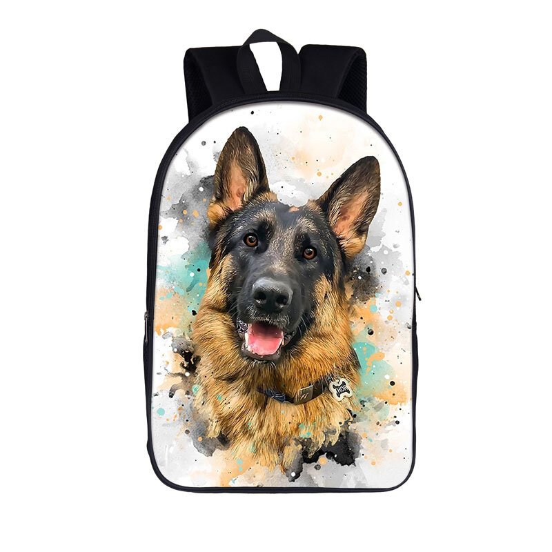German shepherdかわいい犬のパターンのバックパック10代の子供のためのランドセル男の子犬のブックバッグ旅行バッグのバックパック