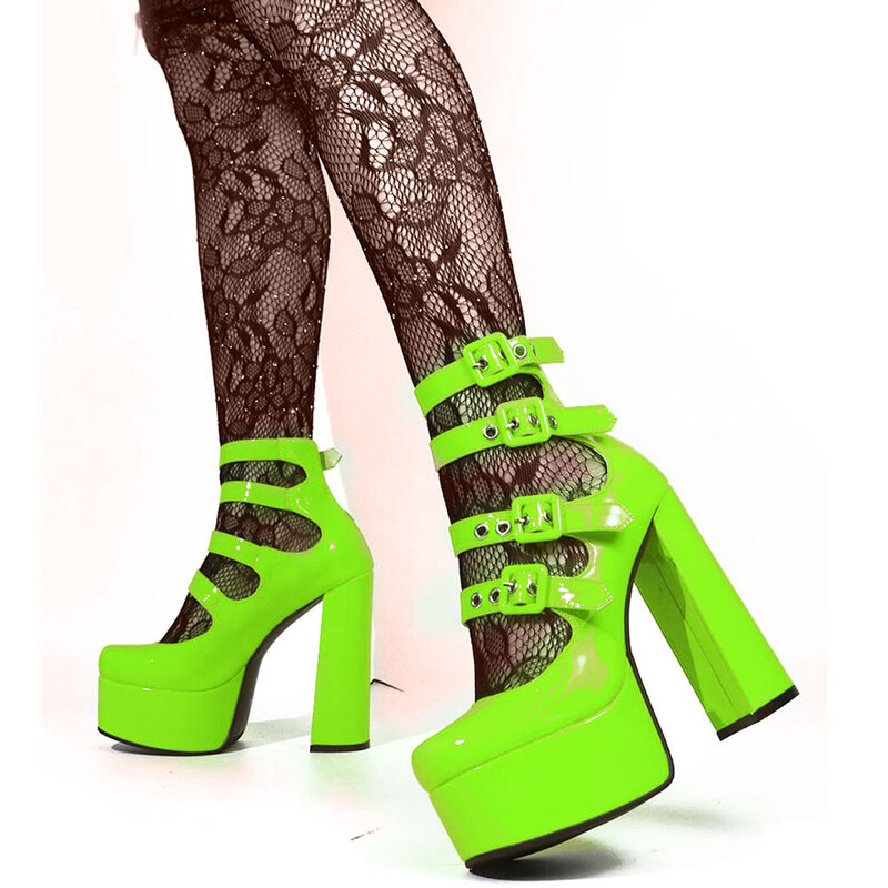 Женские брендовые туфли на очень высоком каблуке, привлекательные вечерние чные Туфли Мэри Джейн на массивной платформе, туфли-лодочки на высоком каблуке, 2022