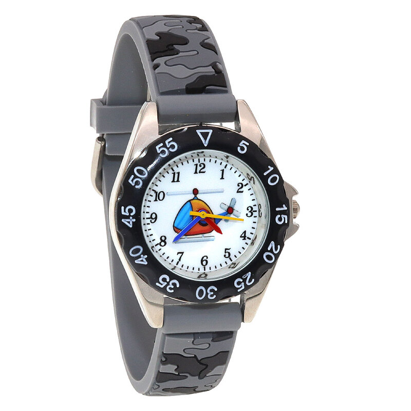 Jam tangan Quartz tali 3D kualitas tinggi jam tangan Qlastic anak tahan air merek mewah jam tangan anak