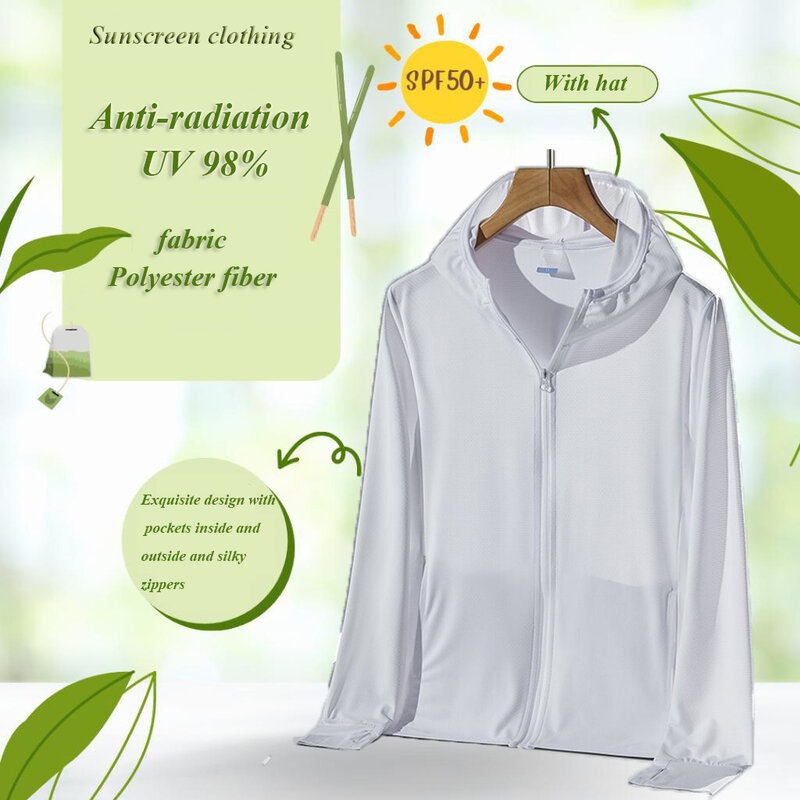 Sunscreen Clothing  Women's Long-Sleeved Anti-Ultraviolet Sunscreen Jacket Upf50+  Men Breathable Outdoor Sportswear