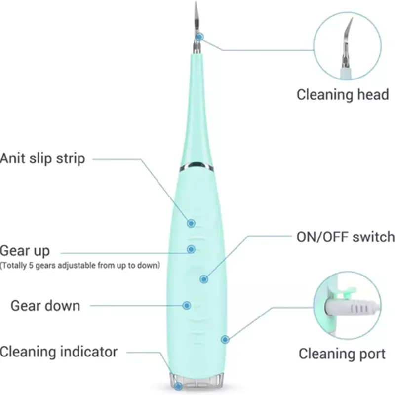 Sonic Dental Scaler Tooth Calculus Remover Teeth Whitening USB Recharge Ultrasonic Vibration Tooth Stains Tartar Cleaner Tool