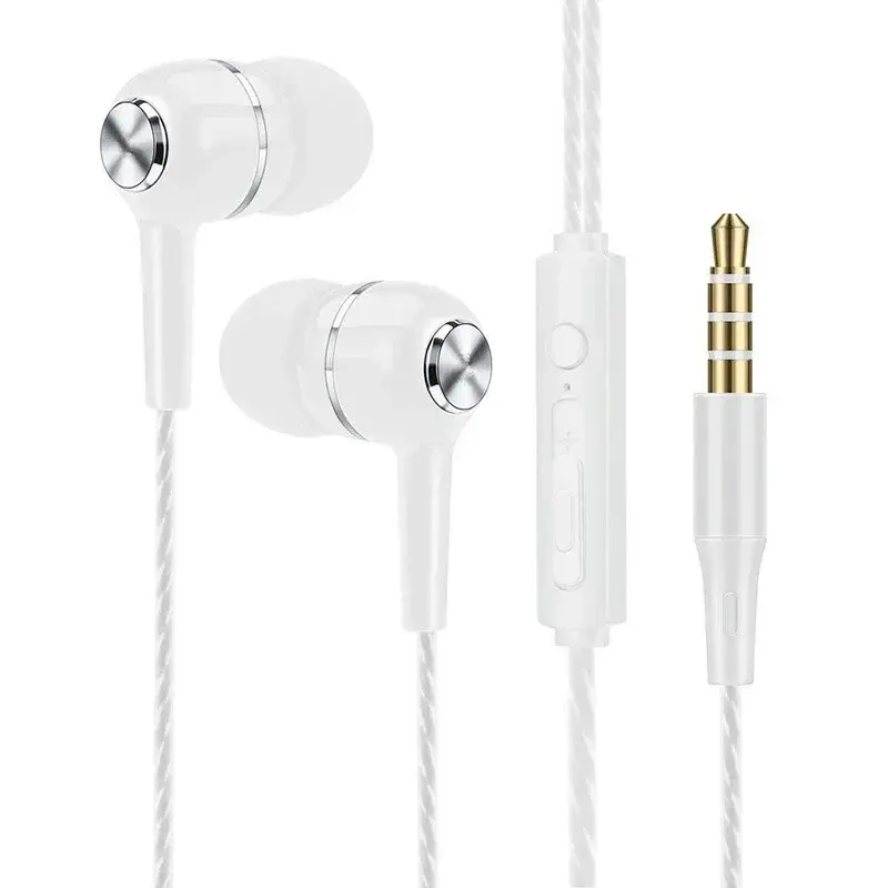 Wired Sport Earbuds com microfone, Bass Phone Earphones, Stereo Headset, Volume Control, Music Earphones, 3,5mm