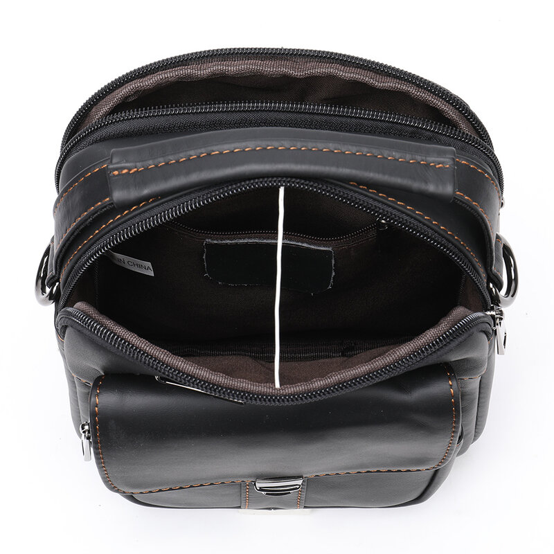 Black Waterproof Men's Messenger Bag Genuine Leather Handbag Shoulder Bags Cross Body Small Designer Side Bag Bolso