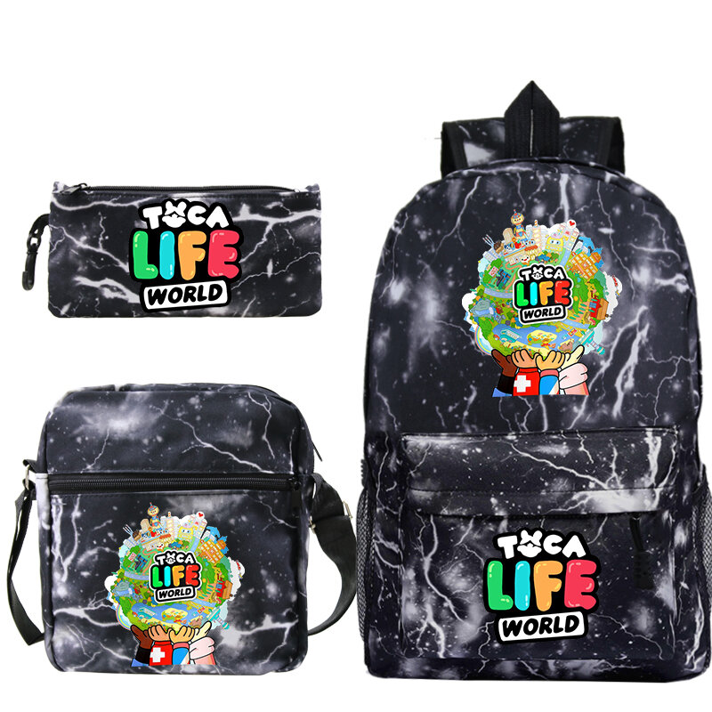 Toca Boca Print Backpacks 3pcs Set Kawaii Kids School Bookbag Toca Life World Backpack Children Schoolbag Travel Sport Mochila