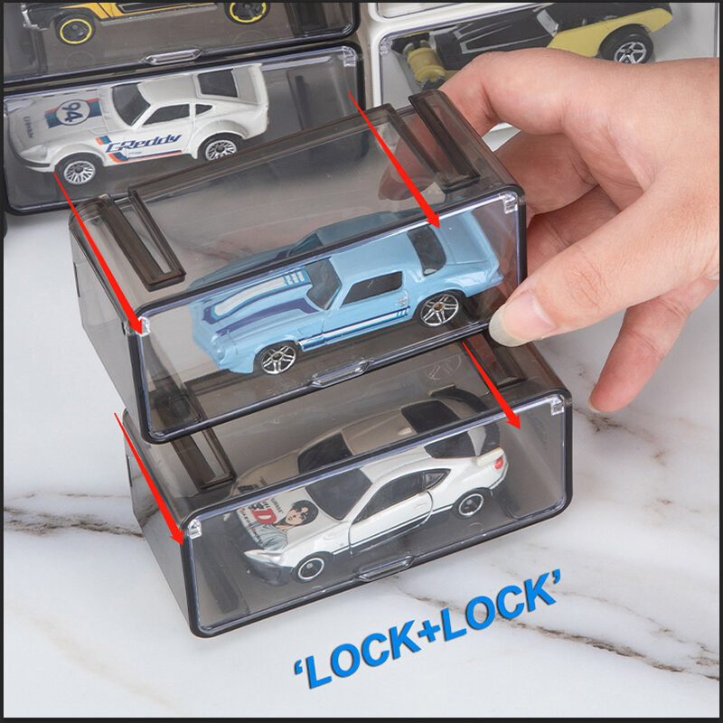 Caja de exhibición de coche modelo fundido a presión, 1 caja de almacenamiento de piezas de alto grado con sujetadores para ruedas calientes MiniGT (sin coche), 1/64