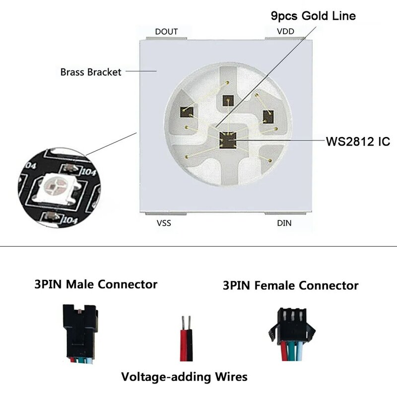 Tira de luces LED WS2812B, 8x8, 8x32, 16x16, matriz RGB, Digital, direccionable individualmente, Panel de pantalla, WS2812 IC, DC5V