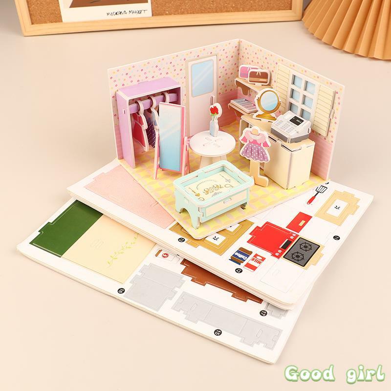 Kid 3D Paper Stereo Puzzle Cartoon House Building Model DIY Handmade Dollhouse Early Learning Educational Toys Gift For Children