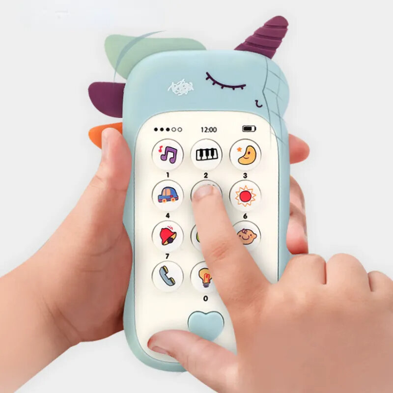 Juguetes De Teléfono de simulación de dibujos animados para niños, máquina de cuentos de Educación Temprana, aprendizaje bilingüe, sonido, animales lindos, juguete