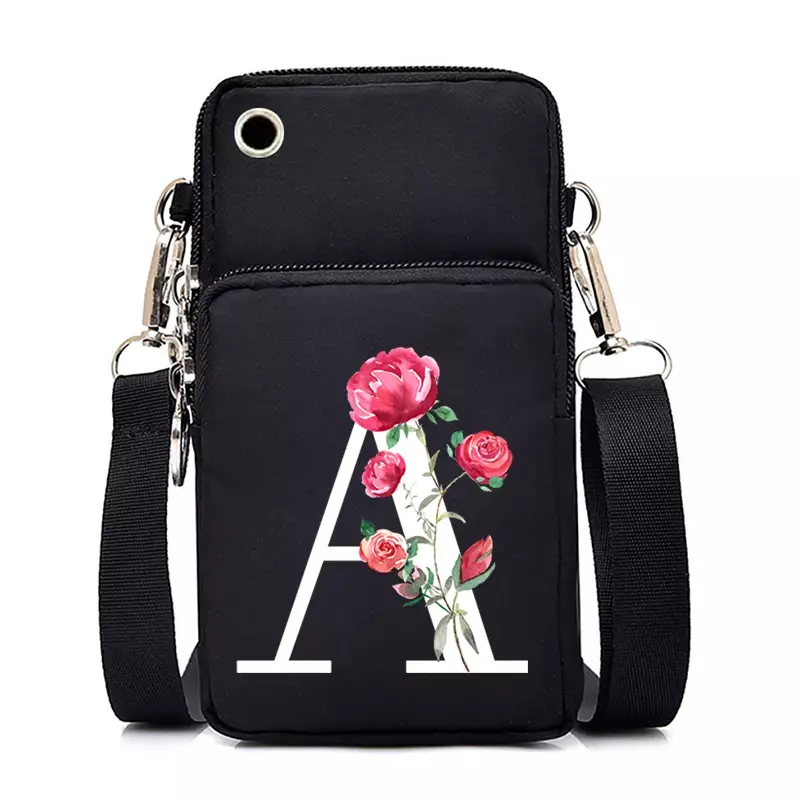Borsa di design borse per cellulare donna uomo 26 alfabeto floreale A-Z moda portatile piccola borsa a tracolla a tracolla per sport all'aria aperta