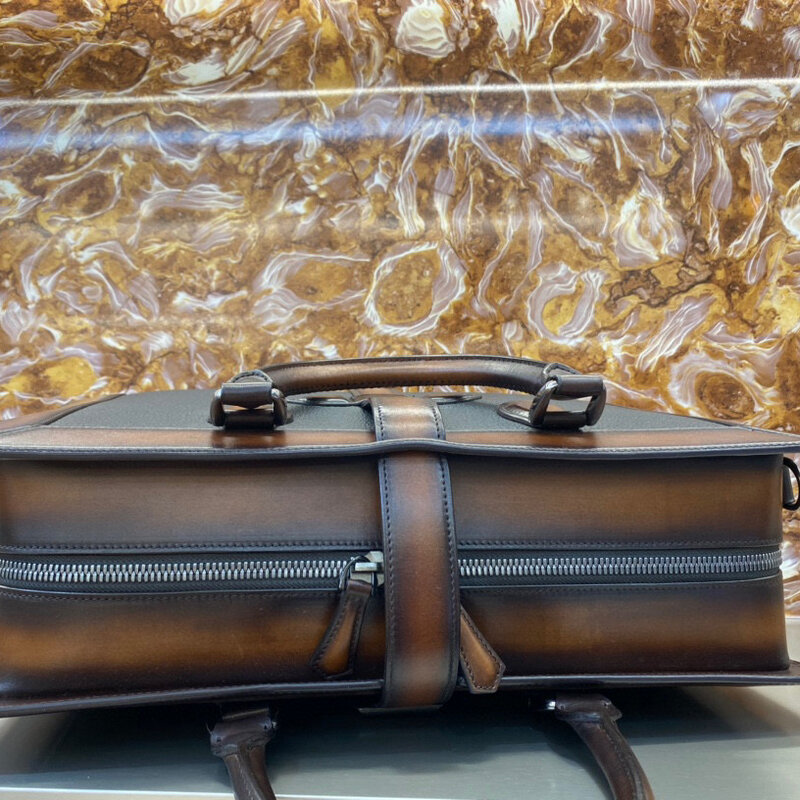Seetoo-男性用のクラシックな牛革ブリーフ,持ち運びに便利なケース,カスタマイズされたビジネスバッグ,ポートフォリオ41*28*16cm