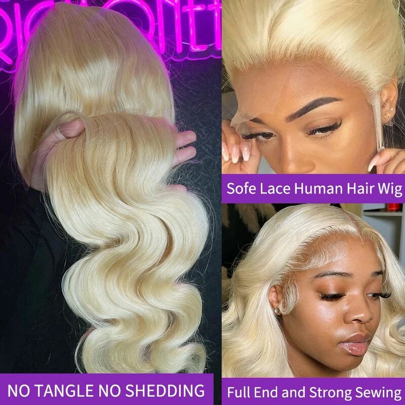 Transparente Lace Frontal peruca encaracolada, peruca de onda do corpo, peruca sem cola para escolha das mulheres, loira 613, HD, 13x6, 30"