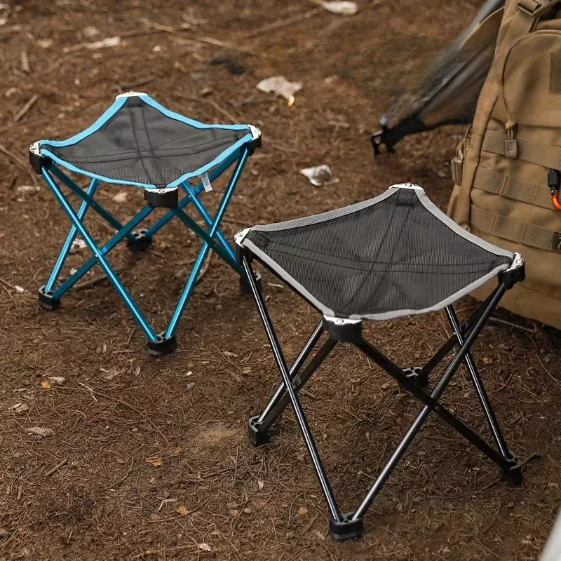 Ultralekki składany stołek ze stopu aluminium, artykuły wędkarskie na świeżym powietrzu, wielofunkcyjny stołek czterokątny, małe krzesło Mazar