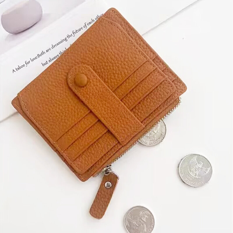 Woman Genuine Leather Custom Letter Card Holder Versatile Leisurely Fashion Short Wallet Cowhide Luxury Design Casual Coin Purse