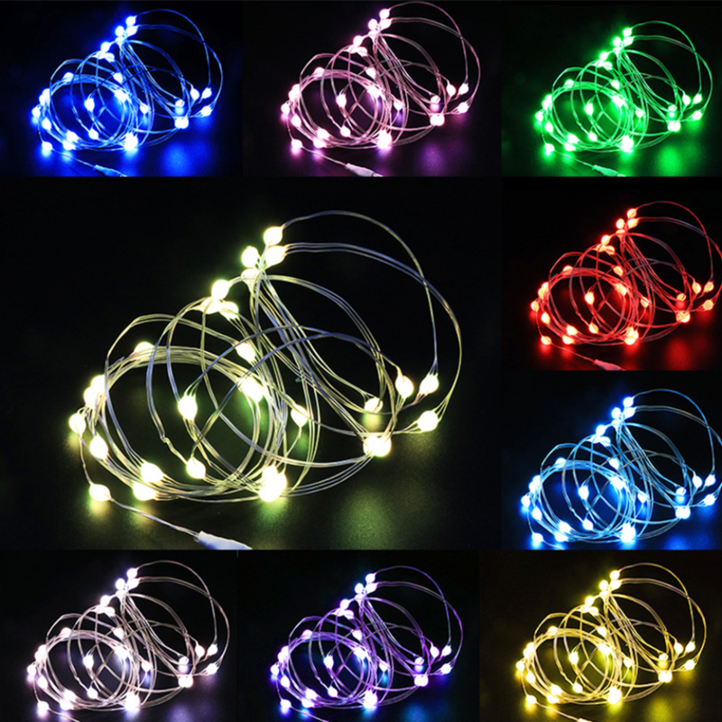 3/10/20 متر USB LED سلسلة أضواء النحاس الفضة سلك جارلاند ضوء أضواء الجنية مقاوم للماء لعيد الميلاد حفل زفاف الديكور