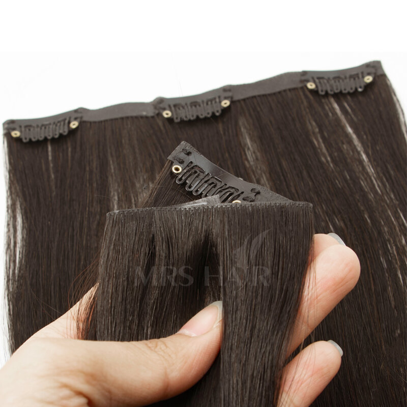 Extension de Cheveux Humains Invisibles à Clips en PU Brun, Bande Injectée, 12-22 Pouces, 8 Pièces, 100G 120G
