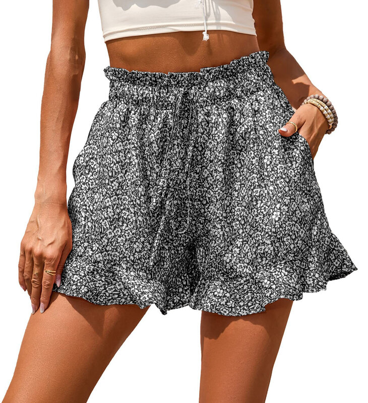 2022 verão feminino shorts elástico floral impressão meninas shorts calças ao ar livre casual feminino shorts calças