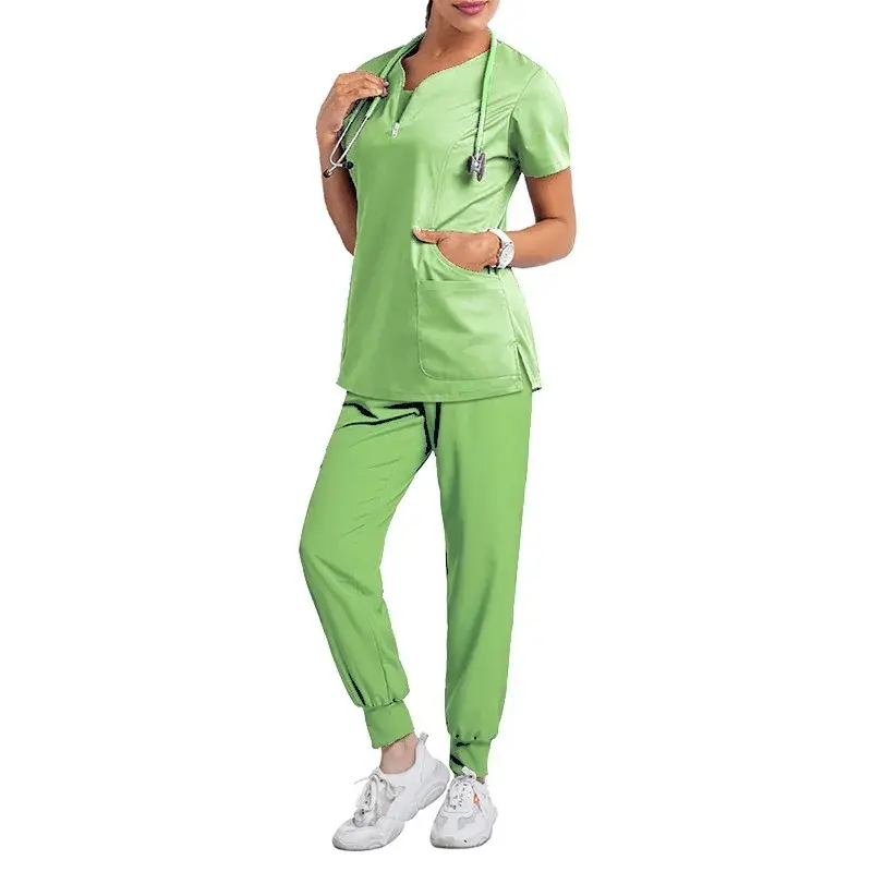 ชุดเสื้อโค้ทใส่ทำงานสปาสำหรับผู้หญิงอุปกรณ์เสริมสำหรับพยาบาลชุดขัดฟันคลินิกทันตกรรมโรงพยาบาล