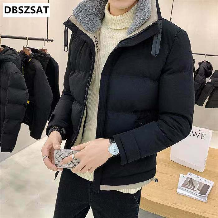 2023 novas roupas de algodão masculina gola de cordeiro tendência algodão bonito casual jaqueta curta inverno casual rua jaqueta fina