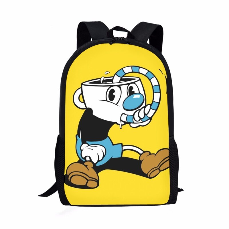 어린이용 컵헤드 머그맨 프린트 패턴 학교 가방, 배낭 청소년용 캐주얼 가방, 대용량 배낭, 2023 신제품