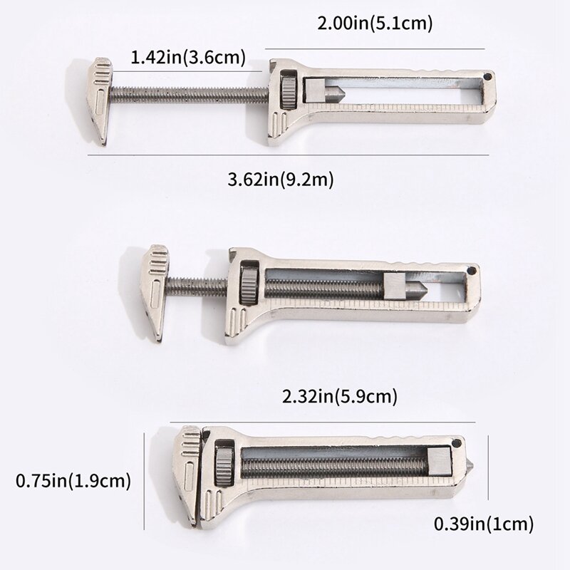 1 pezzo Mini apribottiglie chiave in lega di alluminio argento barra di leva regolabile punta per cacciavite multiuso in lega portatile