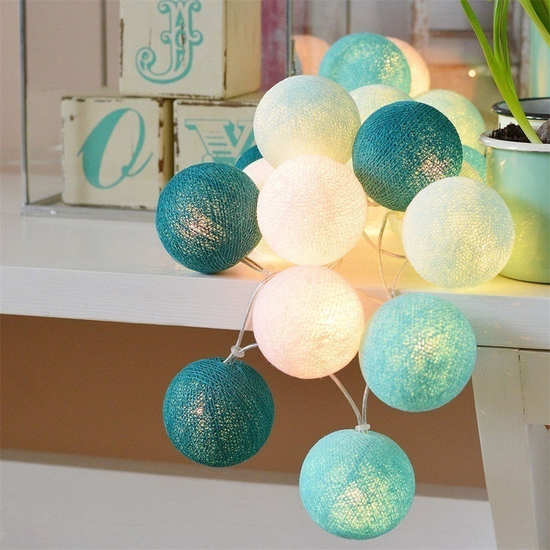 Guirnalda de bolas de algodón para decoración del hogar, 20 LED, luces de hadas de Navidad, cuerdas de iluminación para vacaciones al aire libre, boda, fiesta de navidad