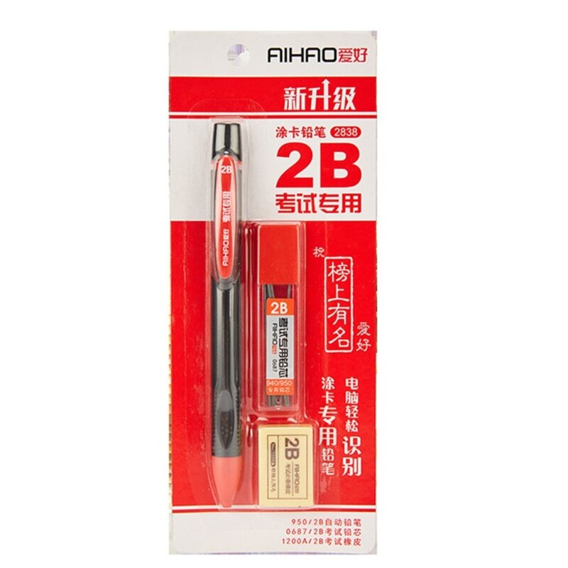 Exame mecânico recargas conjunto estacionário lápis mecânico borracha lápis kits de chumbo dropship
