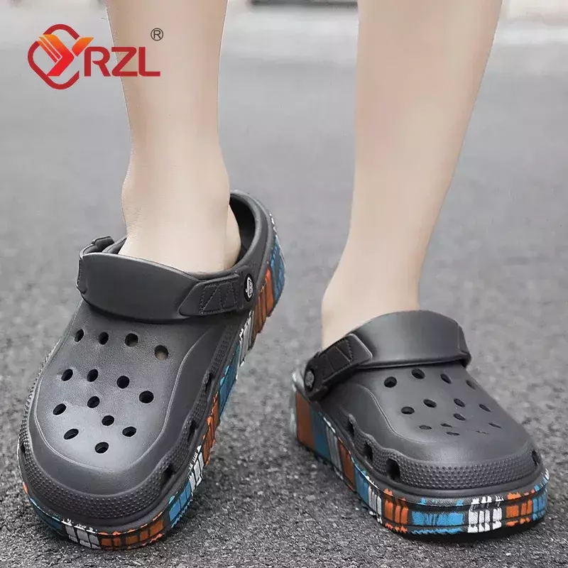 Sandálias de plataforma grossa YRZL para homens, chinelos leves, moda EVA, sola macia, tamancos antiderrapantes, sapatos ao ar livre