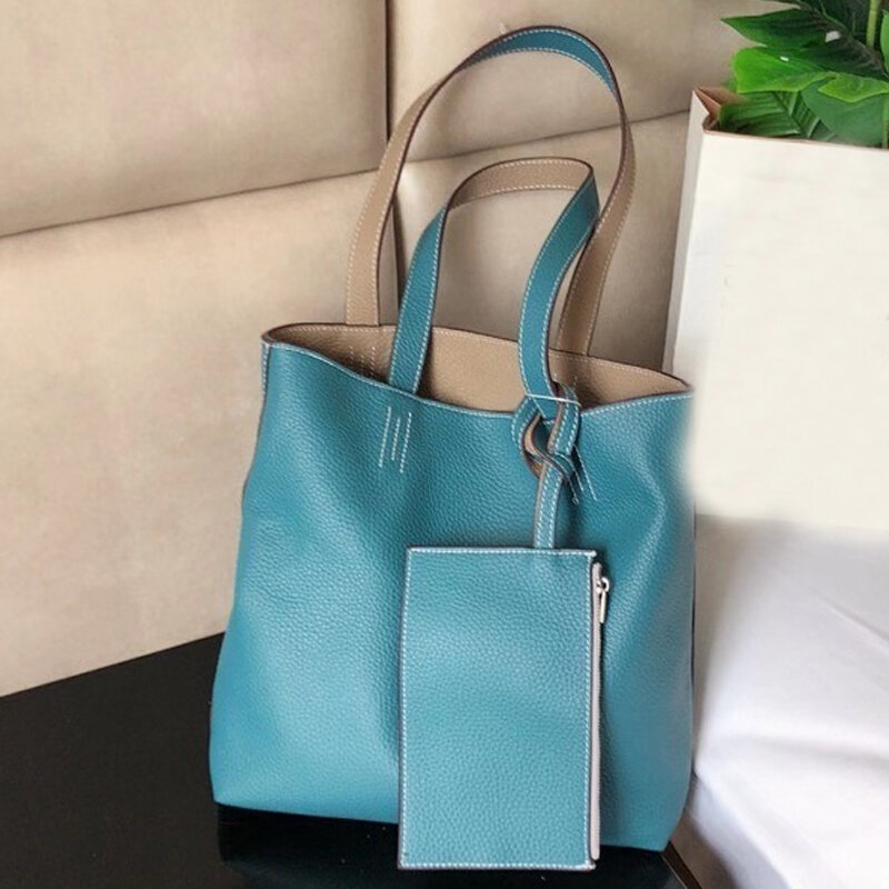 Shopping Bags  New Solid Color Large Capacity High Quality Casual Vacation Ladies Shoulder Bags