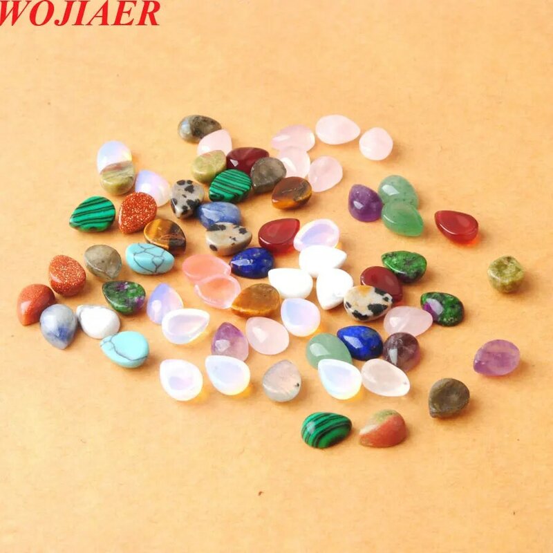 Small Jasper Gemstones Cabochon CAB No Hole Water Drop Loose Beads For DIY Earrings Jewelry Making Handicraft Gift BZ909