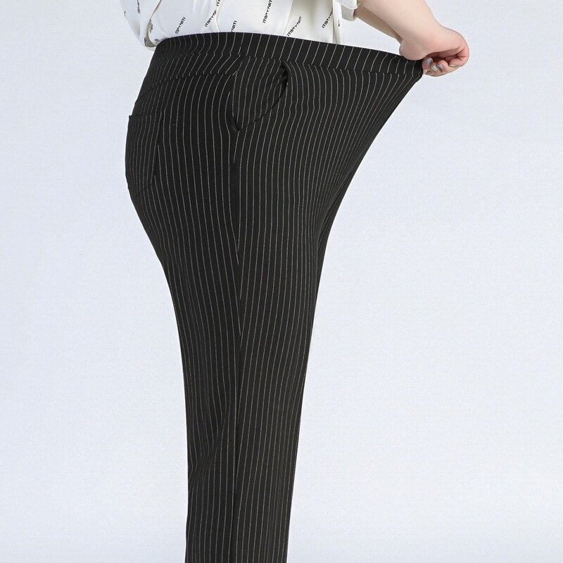 Pantalones de talla grande para mujer, pantalón drapeado de cintura alta, pierna ancha, rayas rectas, informales, talla grande 5XL, 6XL, 7XL, 8XL, 9XL, primavera, 150KG
