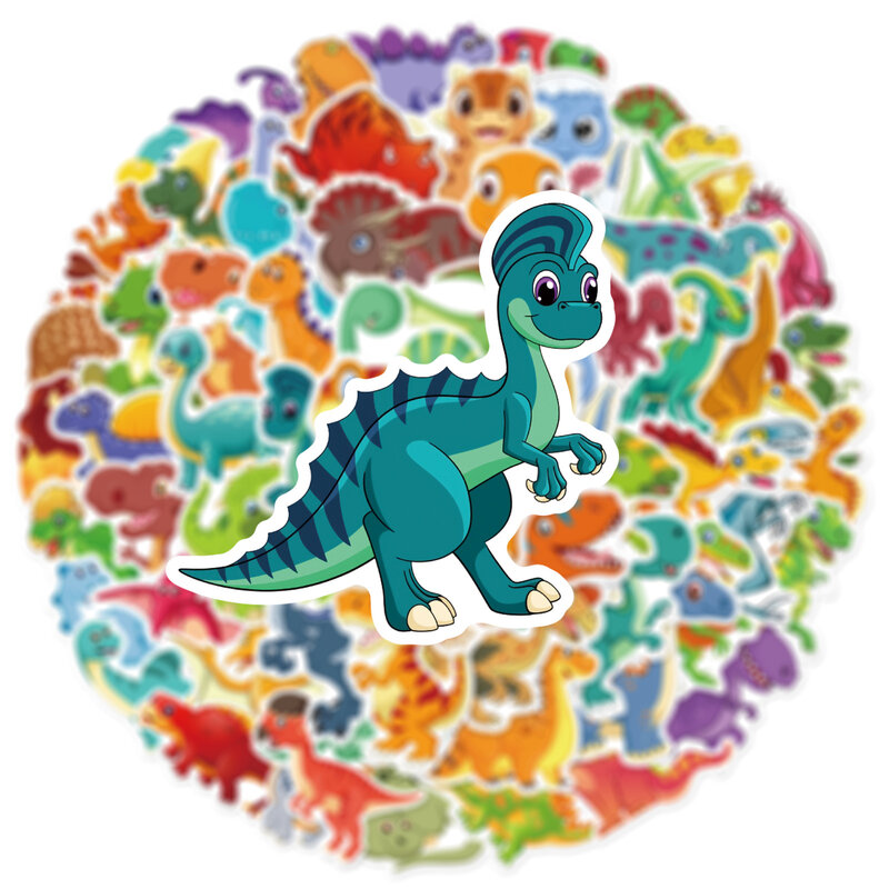 60 buah stiker grafiti seri dinosaurus kartun cocok untuk helm Laptop Dekorasi Desktop mainan stiker DIY grosir
