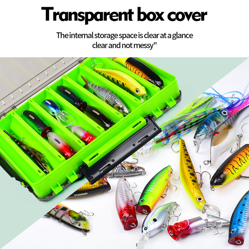 Caja de aparejos de pesca impermeable de doble cara, estuche de almacenamiento de cebos, Mini caja de accesorios de equipo de pesca portátil