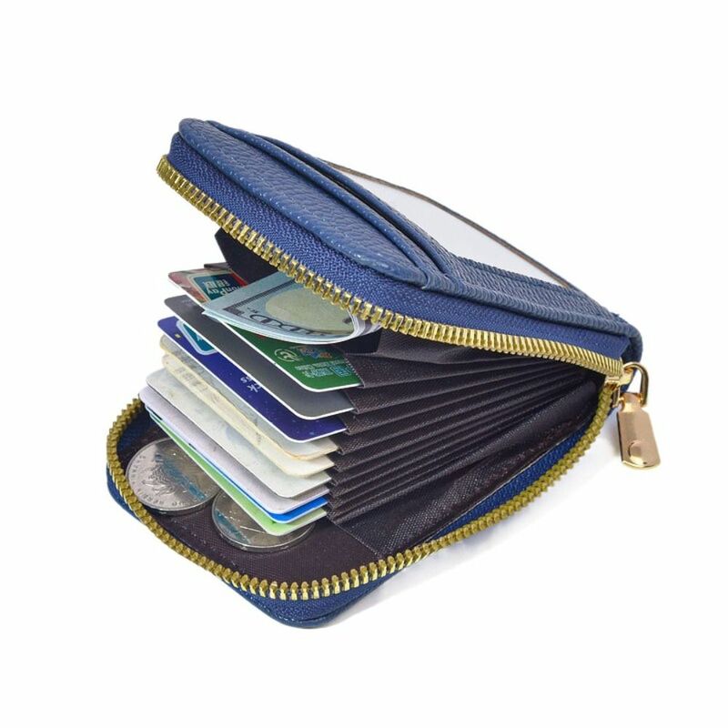 กระเป๋าเก็บบัตรนามบัตรหนัง PU มีซิปกระเป๋าใส่บัตรเครดิตบัตรประชาชนแบบกระเป๋าสตางค์ dompet koin ช่องเสียบหลายช่องกระเป๋าเก็บบัตรทุกวัน