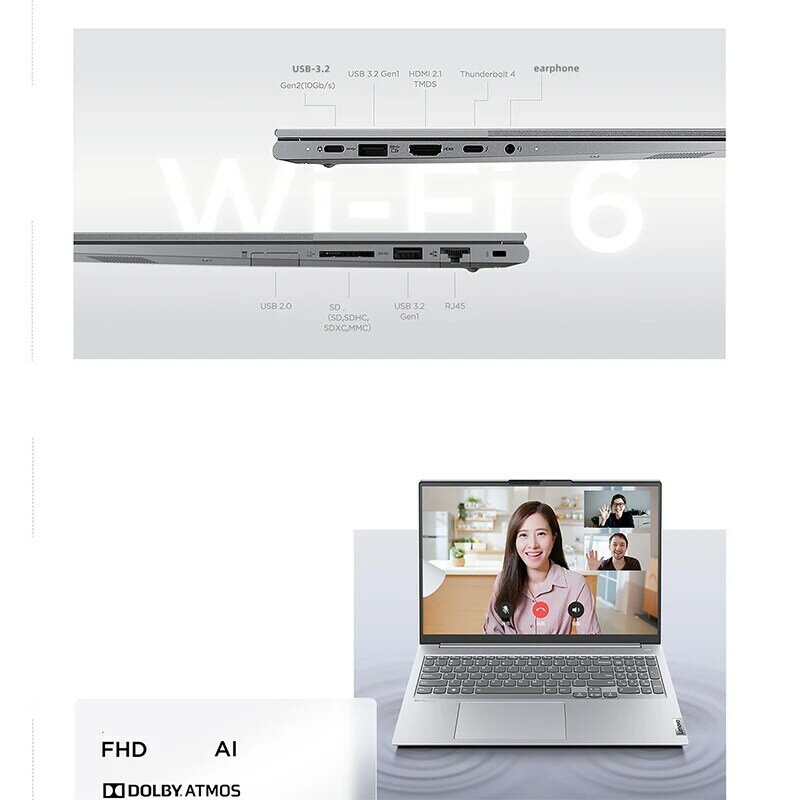 Lenovo ThinkBook 16 + แล็ปท็อป2022 I5 12500H/I7-12700H RTX2050 16G + 512GB 16นิ้ว2.5K IPS LED-Backlit Slim Win11