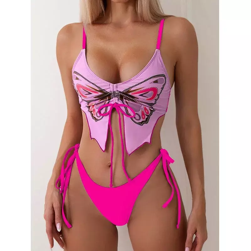 2024 Sexy Bikini Set Vrouwen Vlinder Split Badpakken Zomer Mode Tweedelige Strandbadkleding Dames Badpakken Aan Zee