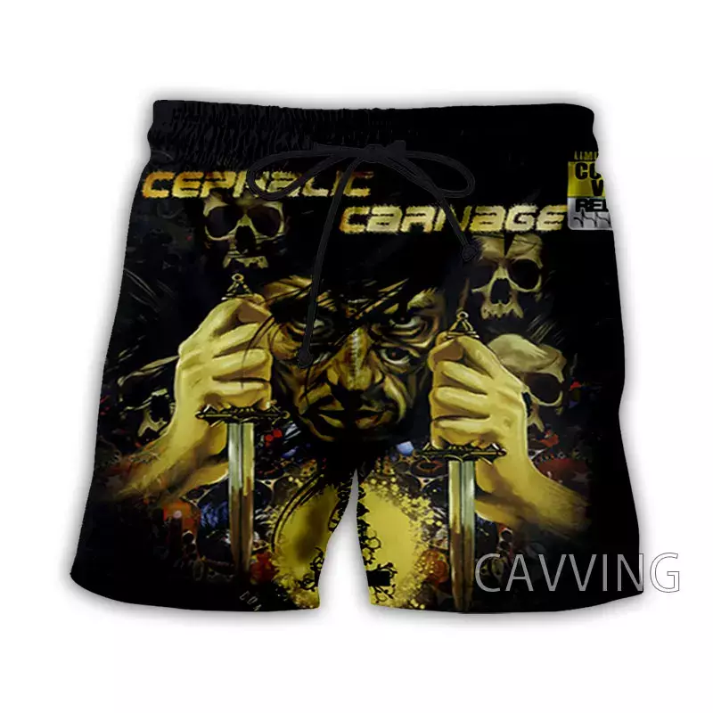 CAVVING-3D Shorts de praia impressos para homens e mulheres, shorts casuais secos rápidos, shorts de suor, concerto rock, streetwear verão