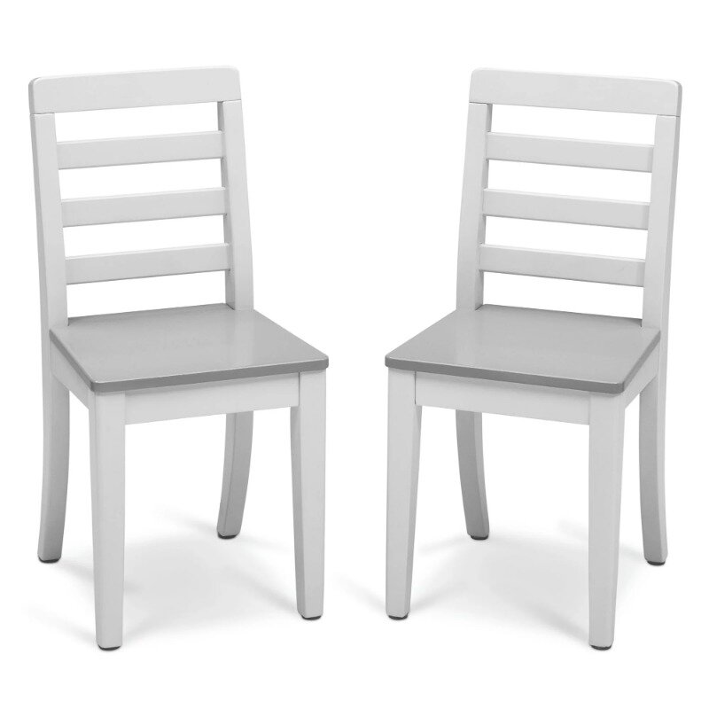 Kids Table and 2 Chairs Set, Grey/White
