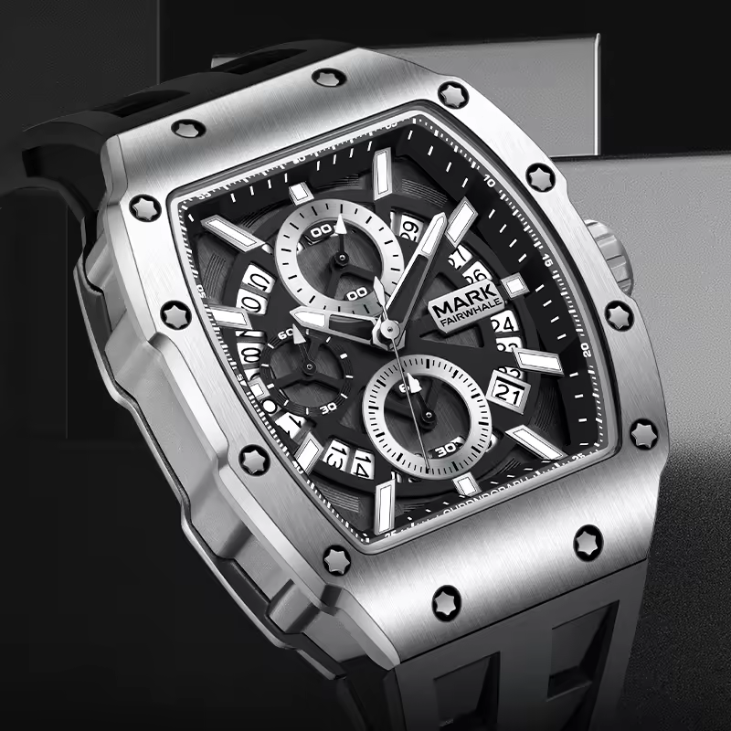 Fashion Quartz Watches Mens Brand Mark Fairwhale Sports Boy Luminous WristWatch Luxury Automatic Date Tonneau Clock Reloj Hombre