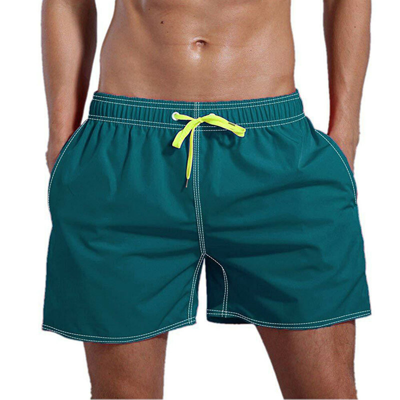 Escatch-pantalones cortos de playa para hombre, bañador Sexy con cintura ajustable, bolsillos laterales, para correr, verano, 2024